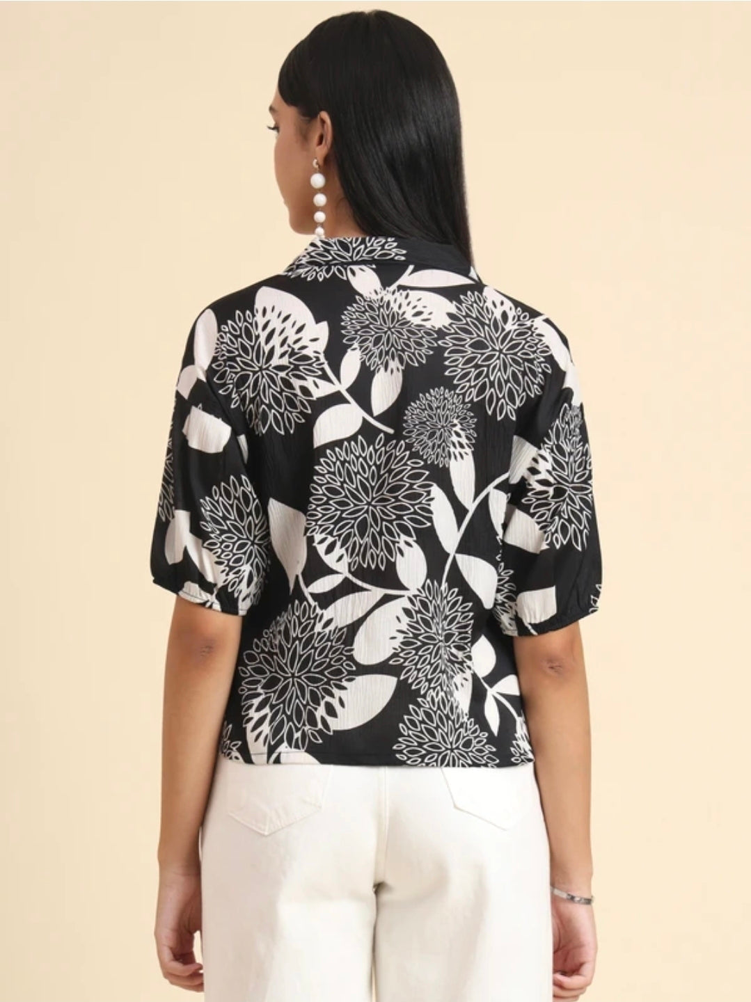 TRENDY LAPEL NECK PRINTED WOMEN'S SHIRT
