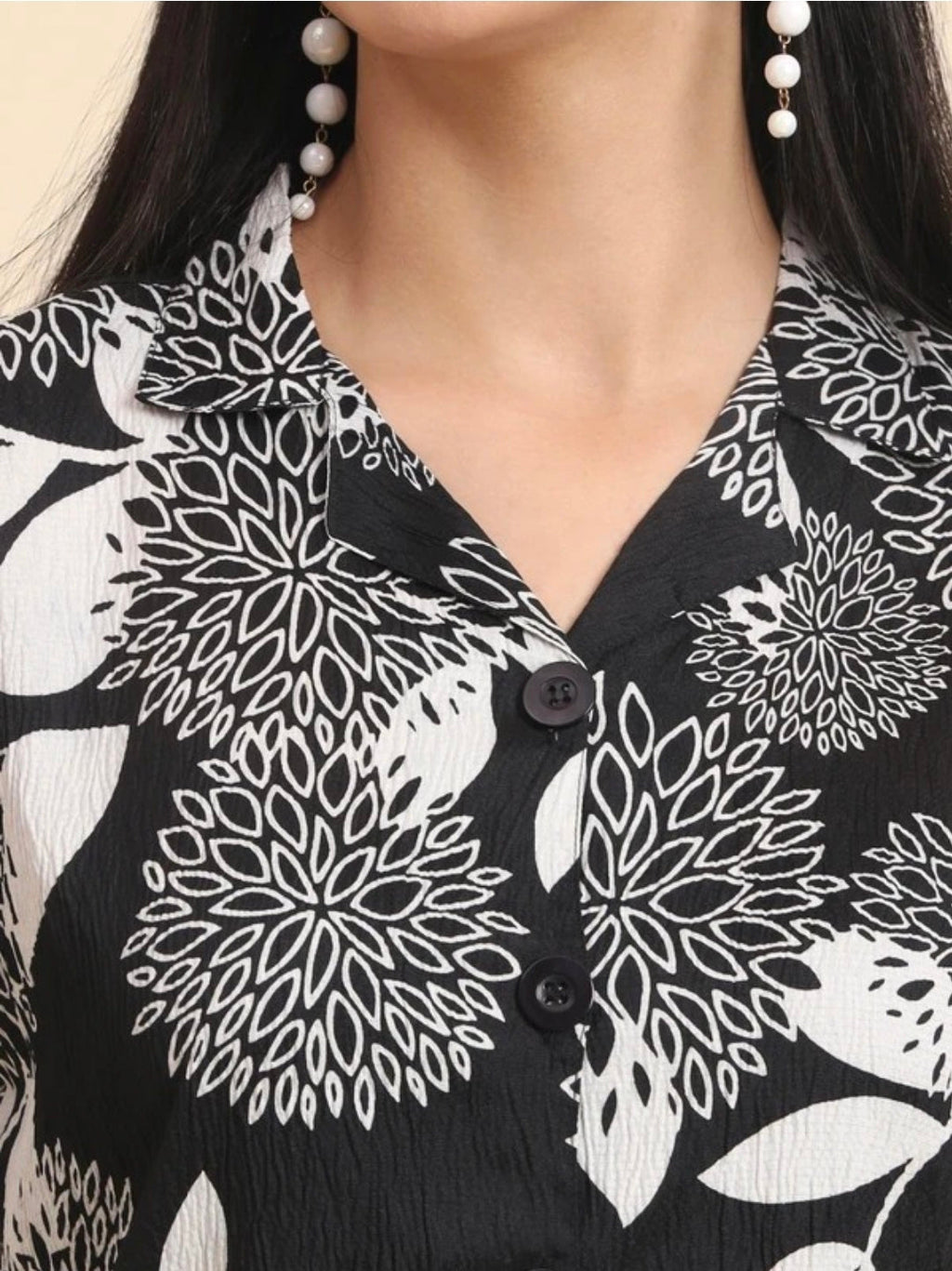 TRENDY LAPEL NECK PRINTED WOMEN'S SHIRT
